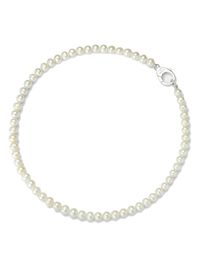 white sterling silver freshwater pearl polished finish lobster claw fastening bead chain engraved logo