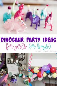 Dinosaur party ideas for girls! It isn't just boys who want dinosaur birthday parties, little girls love dinosaurs too! Create a dino party for her!