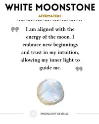 White Moonstone affirmations awaken your divine feminine! ✨ Embrace calmness, intuition, and emotional balance. Repeat these mantras to connect with your inner light and navigate life's cycles. #moonstone #affirmations #selflove #intuition #peace