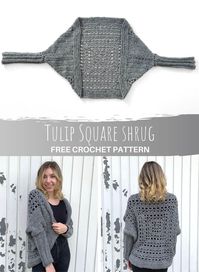 Learn how to crochet this Tulip Granny Square Shrug / cardian with my free crochet pattern on wilmade.com. Including step by step video tutorial. This sweater features the crochet tulip stitch and is available in size S-5XL.