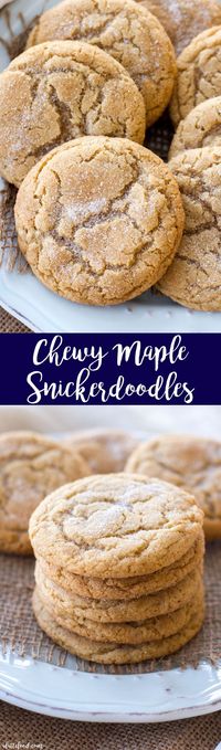 These soft and chewy maple snickerdoodles are so easy to make! The pure maple syrup flavor adds a sweet twist on the classic snickerdoodle recipe! These are sure to be a total crowd pleaser!