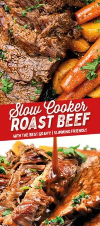 SLOW COOKER BEEF - This Slow Cooker Beef Roast recipe makes THE most delicious pot roast! Suitable for Slimming World or Gluten free diets | Supergolden Bakes #slowcookerbeef #potroast #slimmingworld