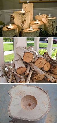 Tree Stump Candle Holders | 35 DIY Fall Decorating Ideas for the Home | Fall Craft Ideas for Adults