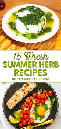 These 15 Fresh Summer Herb Recipes create bright, refreshing recipes that range from sweet to savory flavors! With lots of basil, thyme, rosemary, mint, and more, you can create so many new recipes. There's everything from fresh sauces to salad dressings and even cookies. Make these recipes and enjoy them all summer long!