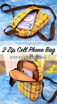 DIY Double Zipper Cell Phone Bag Tutorial | How to sew a round three dimensional pocket