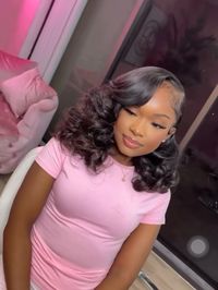 frontal quickweave, frontal sew in, short curly hair, side part, black girl, black girl hairstyles, summer hairstyles, curly hair, wigs, human hair, closure sew in, closure quick weave