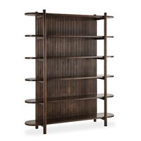 Curate and organize your books, collectibles, and plants on this handsome, mid-century modern bookcase crafted from solid mango wood and hand-finished in a rich, deep shade of brown. Juxtaposing soft edges with a sharp, linear design, this piece features curved shelf ends and an eye-catching back with vertical ridges. | Classic Home Redford Bookcase Wood in Brown | 81 H x 68 W x 17 D in | Wayfair