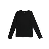 Brand New Color: Black Ribbed Neckline Long Sleeve, Crew Neck Cotton Imported Machine Wash