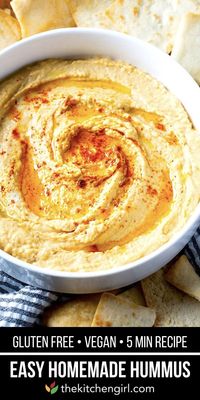 How to make hummus in 5 minutes. This classic hummus recipe is easy, healthy, and makes the perfect dip, snack, or condiment. Skip the store bought and make homemade hummus! #vegan #glutenfree #hummus #plainhummus #classichummus #hummusdip #dip #homemadehummus