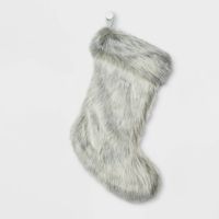 Faux Fur Christmas Stocking Gray - Wondershop™ : Target