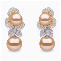 Yoko London Aurelia Earrings with Golden South Sea Pearls and Diamonds