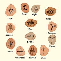 Set of witches runes, wiccan divination symbols. ancient occult symbols, on white. vector illustration. Vector Illustration