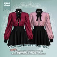 Vintage brooch outfit | euno sims on Patreon