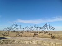 Metal Indian sculpture at Battlefield of Little Bighorn in Montana