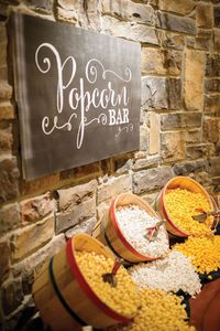 popcorn bar for country rustic themed wedding ideas