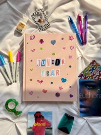 "Junior Year Scrapbook Whether you're a junior in high school or college, this adorable scrapbook will make the school year memorable. Including 110 sheets of premium white paper to document all the \"remember this?\" 11th-grade moments.   100% Quality Guaranteed!  Each scrapbook cover is custom-made by hand by me. Each book is not repeated. Free Shipping On All Orders Within The United States! DETAILS Dimensions: 8.5\" x 11\" inches Hardcover  Includes 110 sheets Acid-free paper Ships from Broo