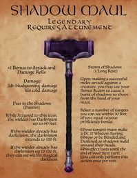 [MAGIC ITEM] The Shadow Maul, a powerful hammer of the Shadowfell that bears the power to blind and deafen the foes around you with a single strike! Lemme know how you guys would want to include it in your games or any flavor you'd like to include. : mattcolville