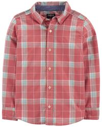 Kid Rose Plaid Plaid Button-Front Shirt | carters.com