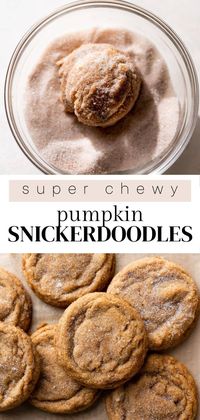 These chewy pumpkin snickerdoodle cookies are a quick no chill recipe that is packed with brown butter and pumpkin spice flavor!