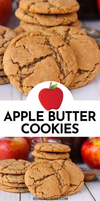 An Apple Butter Cookie is a mash up of snickerdoodles and sugar cookies! They're soft and chewy with a cinnamon sugar crust! Make them with store bought apple butter or homemade apple butter! via @bigbearswife