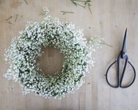 This afternoon’s project is simple and elegant and easy! You can scale it up or down depending on the size wreath form you buy.  I highly recommend the green foam wreath forms because they retain enough water to keep your wreath fresh and sweet smelling for up to a week. We made a relatively small wreath but you can find foam forms in all sizes at craft stores or online. We love The Cutting Garden for foam forms of all kinds. You also have the option of working with other kinds of filler flowers