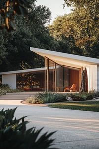 ♥ Dreaming of a new home? Explore the charm of this Moody Mid Century Modern House with a stunning 2 story exterior. Perfect for lovers of mid century modern decor and furniture, this house design is a true dream house exterior in the woods. 🌿🏡 #midcenturymodern #houseaesthetic #housedesign