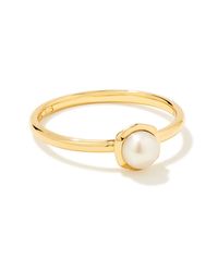 With its smooth hexagonal frame and gorgeous cultured freshwater pearl, the Davie Pearl 18k Gold Vermeil Band Ring in White Pearl is an instant classic. Pair it with other pearl pieces for a coordinated look or wear it with your favorite rings for an eclectic stack.,Metal18k Yellow Gold VermeilWhat is Vermeil?Vermeil (that’s pronounced ver-may) is a gold plating technique that dates back to the 19th century. While other jewelers plate over less durable metals, our vermeil starts with a Sterling