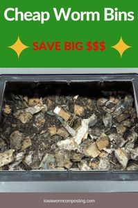 Worm bins do not need to be expensive. Many times you can find a worm bin laying around your house that is FREE. We show you ideas for worm bins that you may not have even thought about. Your first bin for worms should be cheap...maybe even FREE. Check out our post on Cheap Worm Bins at www.iowawormcomposting.com #iowawormcomposting #cheapwormbins #wormbins #redworms #wormcomposting