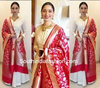 tamannaah bhatia white anarkali banaras dupatta malabar gold diamonds shop opening