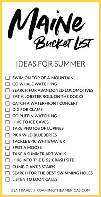 Wondering what to do in Maine in the summer? Here are a few ideas for unforgettable adventures, quirky Maine attractions, scenic views, and delicious foodie experiences to add to your Maine bucket list—all from someone who grew up there! Check out the full post for 101 things to do year round throughout the whole state of Maine. #roamingtheamericas #travel #NewEngland #Maine #summer #vacation #bucketlist 