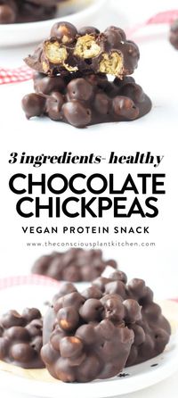 Chocolate Covered Chickpeas a vegan gluten-free protein snack with only 2 ingredients