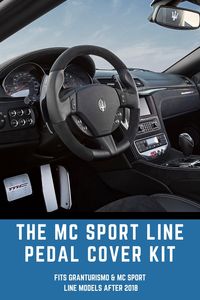 Put the pedal to the metal in your Maserati with the MC Sport Pedal Cover Kit! Developed by the Maserati Corse racing teams, the kit fits standard GranTurismo & MC Sport Line models after 2018. The Kit includes the MC Sport Line brake pedal, brake pad, accelerator pedal, brake pedal fastening tools, driver’s footrest, footrest cover, and footrest fastening tools.   GHIBLI LEVANTE GRANTURISMO GRANCABRIO QUATTROPORTE MC 12 MASERATIS MASERATI CORSE RACECAR FAST CAR HYBRID