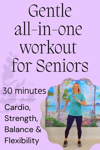 This 30 minute workout includes cardio, strength, balance & flexibility exercises. Perfect for seniors and beginners.