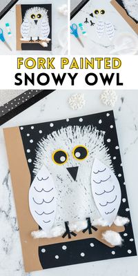 This Fork Painted Snowy Owl is such a fun winter craft for kids! Use a plastic fork, paint and other simple craft supplies to make this little owl friend!