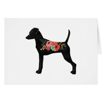 Min Pin Dog Breed Boho Floral Silhouette card | Zazzle.com