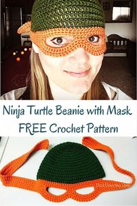 Ninja Turtle Child’s Beanie with Mask FREE Crochet Pattern