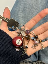 keyring inspo . keychain inspo . 7 ball keyring . maximalist keyring inspo . keyring aesthetic