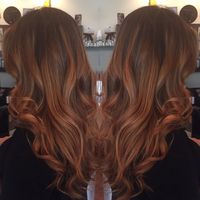 Natural balayage with rich coppery red/brown. Perfect for fall.