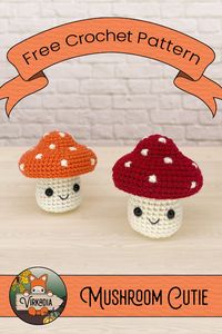 FREE crochet pattern available NOW! |🍄 Mushroom Cutie 🍄| Part 2 of 3 in the Autumn Cuties collection! The earthy scent of decaying leaves and damp dirt beneath your feet, the distant calls of a migrating bird’s farewell, and the cool plush embrace of a sweater being welcomed back from the dark recesses of a closet — Cozy up in the autumn vibes with this new mushroom amigurumi pattern!