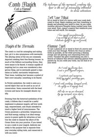 Mermaid magic! Cast some mermaid magic with this comb spell. Glamour magick for sea witchcraft. Printable pages, book of shadows ideas.