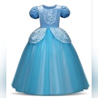 New With Tag Cinderella Costume For Girls Size 140 (8 Years.) Top To Bottom 34 Inches, Armpit To Armpit 13 Inches, Shoulder To Shoulder 11 Inches, Elastic Waist 11 Inches And Up. Look At Pictures For Measurements