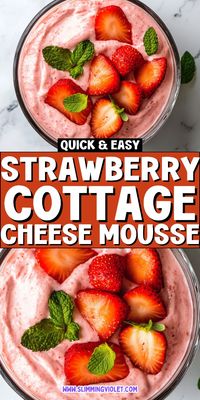 Sweet, creamy, and bursting with fresh strawberries, this Cottage Cheese Mousse is the perfect quick and healthy fall dessert. Save this pin for a cozy and fruity treat!