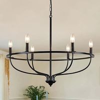 Gold Chandelier for Dining Room, Classic 6-Light Farmhouse Pendant Light Fixture Over Table, Brass Medium Size Candle Chandelier for Bedroom, Living Room, Kitchen Island, Foyer (E12 Base) - Amazon.com