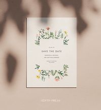 Botanical Clipart Wildflower Save the Date Wedding Invitation Template Hand Drawn Floral Watercolor Editable Templett Instant Download Printable #savethedate #DIYWedding #Wedding #Wildflower #Meadow #Floral #Watercolor #DIY #Stationery #WeddingTrends2020 #invitation #bridal #template #download #editable