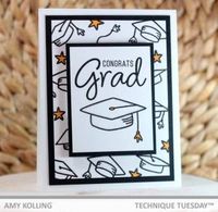 Congrats Grad Caps Stars Card