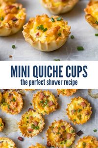 Looking for an easy and crowd-pleasing dish to serve at your next shower or brunch? Look no further than these Mini Ham and Cheese Quiche Cups! These little bites of cheesy goodness are wrapped in flaky phyllo dough and make the perfect addition to any menu. Whether you're hosting a Sunday Brunch or need an appetizer for a baby shower, these quiche cups are sure to impress your guests. So grab a muffin tin and get ready to enjoy these delicious and easy-to-make treats!