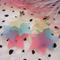 Rainbow Pastel Dangling Stars Earrings, Laser Cut Acrylic, Plastic Jewelry | imyourpresent on etsy.com • blank