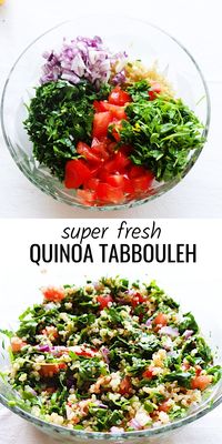 Fresh and healthy quinoa salad aka quinoa tabbouleh! This quinoa recipe is easy, vegan, gluten-free and delicious - great healthy side dish that goes with almost anything!