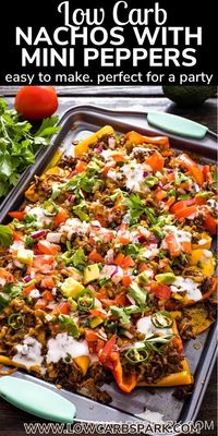 Learn how to make Low Carb Nachos with Mini Peppers for a tasty twist on loaded nachos without the carbs. Great for parties or a quick dinner, these nachos go keto by using mini bell peppers instead of tortilla chips. Get creative with your favorite toppings – I like Pico de Gallo, Cilantro, and Sour Cream!