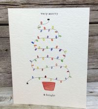 Handmade Christmas card Holiday card Watercolor by ThelittleCardCo